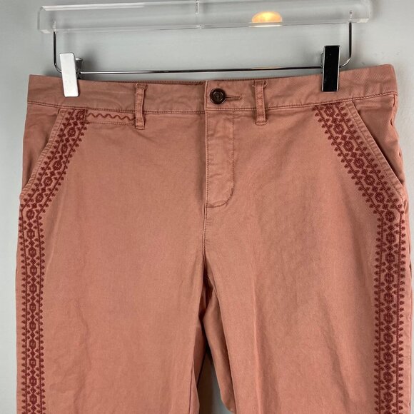 Garnet Hill Embroidered Casual Pants Size 6 - Picture 3 of 6